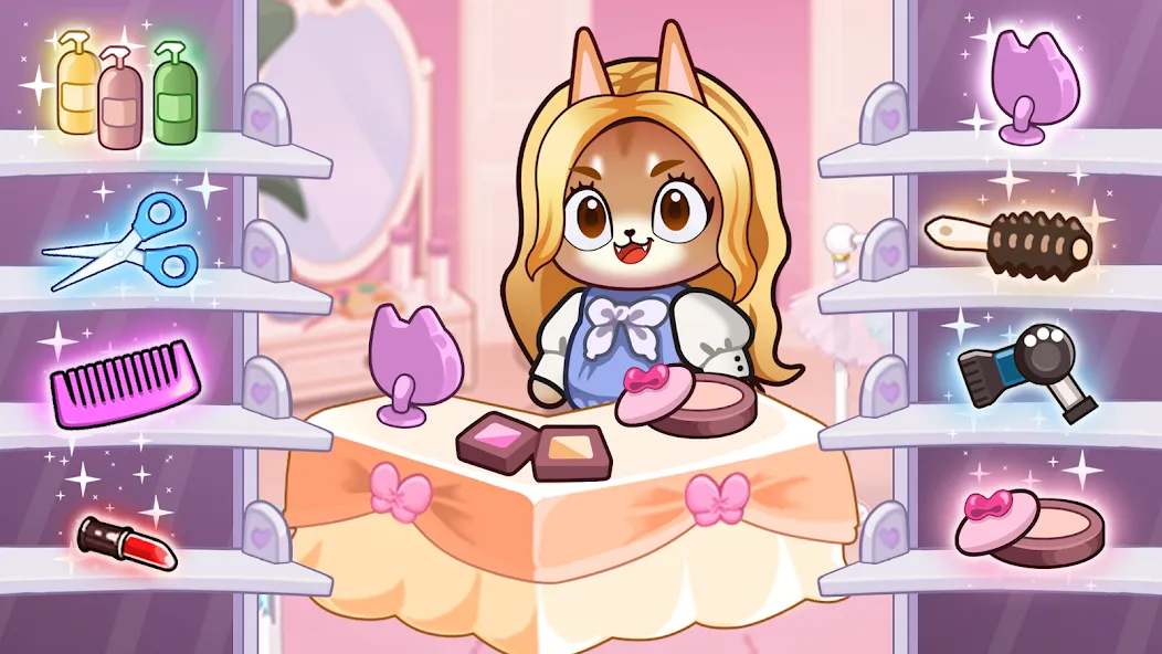 Idle Cat Makeover: Hair Salon МОД/Взлом [Бесконечные деньги, Монеты и Мега MOD] Screenshot 1