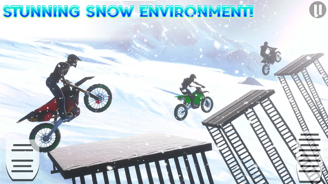 Snow Tricky Bike Stunt Race 3D МОД/Взлом [Меню, Бесконечные монеты и Открытые уровни] Screenshot 2