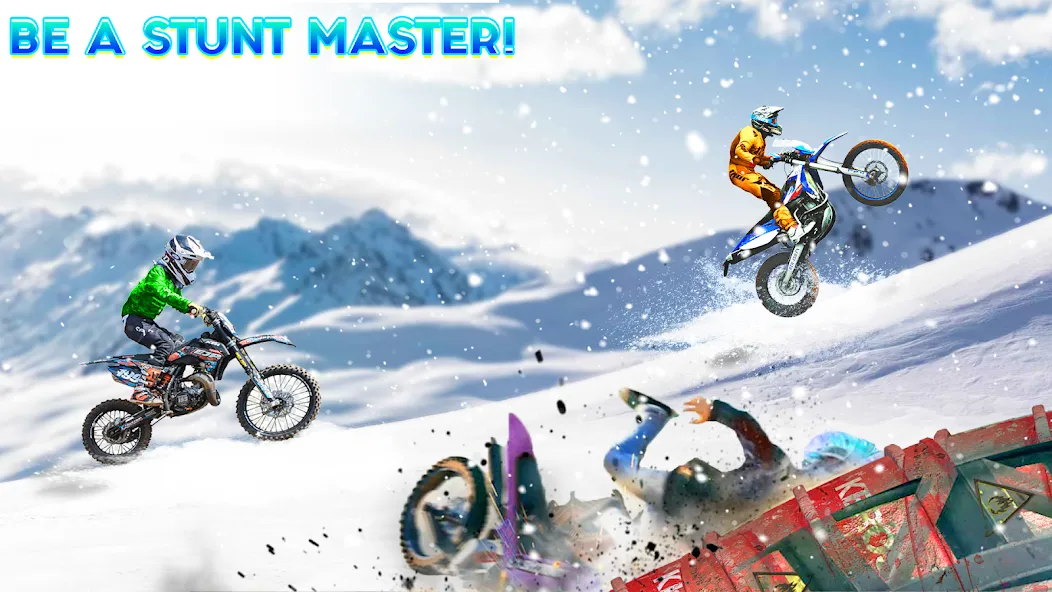 Snow Tricky Bike Stunt Race 3D МОД/Взлом [Меню, Бесконечные монеты и Открытые уровни] Screenshot 3