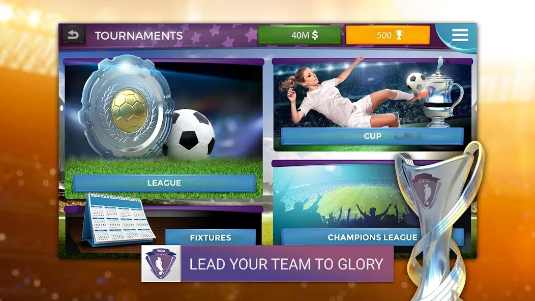 WSM - Women's Soccer Manager (ВСМ) МОД/Взлом [Деньги, Монеты и Меню MOD] Screenshot 4