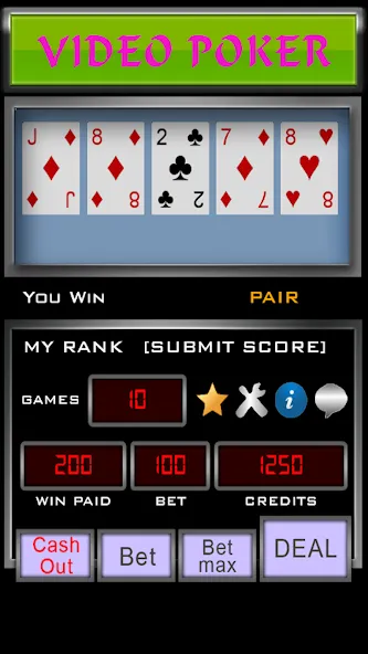Video Poker (Видео Покер) МОД/Взлом [Много монет, Открытые уровни и Мега MOD] Screenshot 1