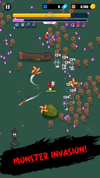 NINJA SURVIVOR.io МОД/Взлом [Много монет, Открытые уровни и Мега MOD] Screenshot 1
