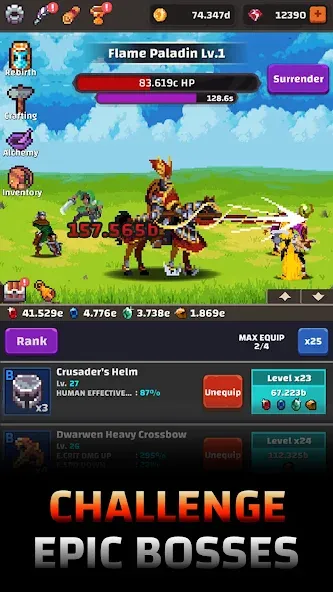 Tower Quest: Pixel Idle RPG (тауэр квест) МОД/Взлом [Все открыто, Дополнительные деньги и Меню MOD] Screenshot 2