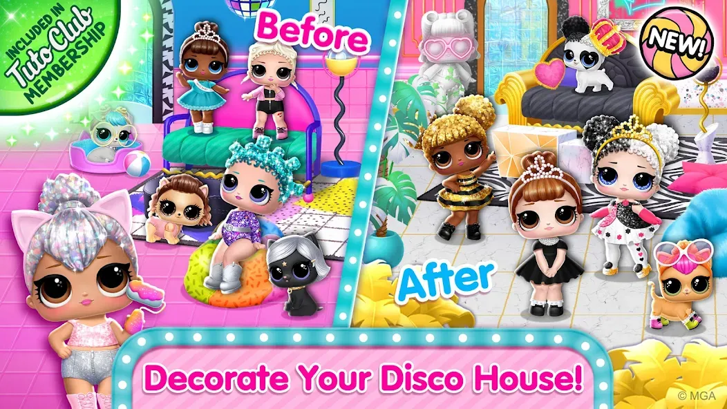 L.O.L. Surprise! Disco House МОД/Взлом [Все открыто, Дополнительные деньги и Меню MOD] Screenshot 1