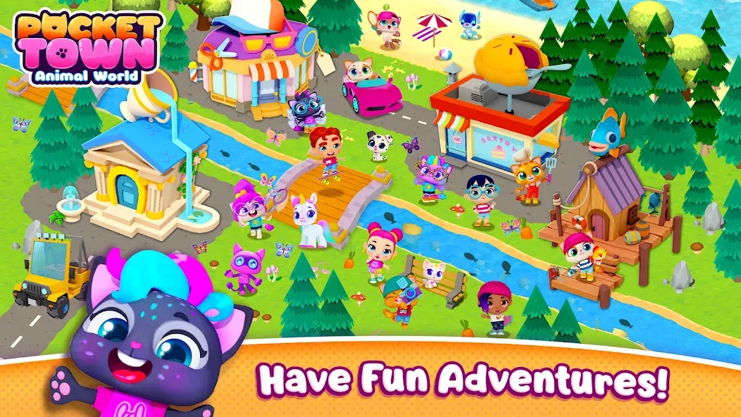 Pocket Town - Animal World МОД/Взлом [Много денег, Монет и Все открыто] Screenshot 1