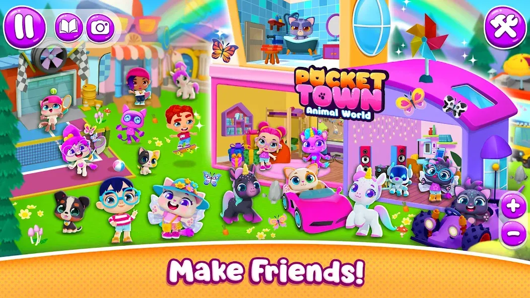 Pocket Town - Animal World МОД/Взлом [Много денег, Монет и Все открыто] Screenshot 3