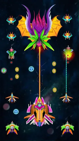 Galaxy Shooting: Alien Attack (Гэлэкси Шутинг) МОД/Взлом [Много денег, Монет и Все открыто] Screenshot 1