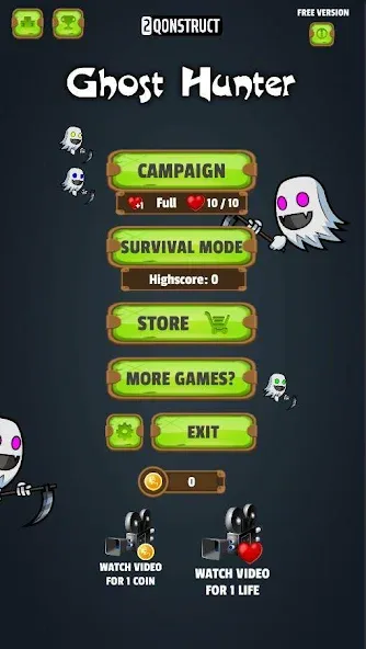 Ghost Hunter (Гост Хантер) МОД/Взлом [Меню, Бесконечные монеты и Открытые уровни] Screenshot 1