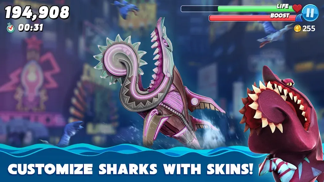 Hungry Shark World (Хангри Шарк Ворлд) МОД/Взлом [Бесконечные деньги, Монеты и Мега MOD] Screenshot 3