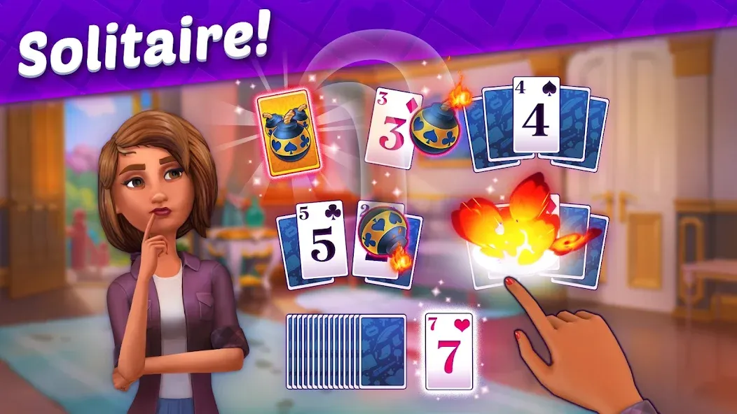 Solitaire Story - Ava's Manor МОД/Взлом [Бесконечные деньги, Монеты и Мега MOD] Screenshot 3