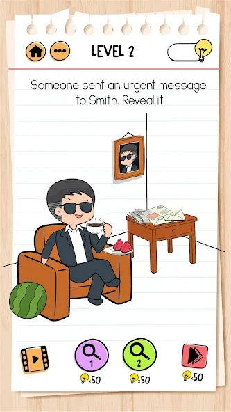 Brain Test 2: Tricky Stories (Брейн тест 2) МОД/Взлом [Бесконечные деньги, Монеты и Мега MOD] Screenshot 2