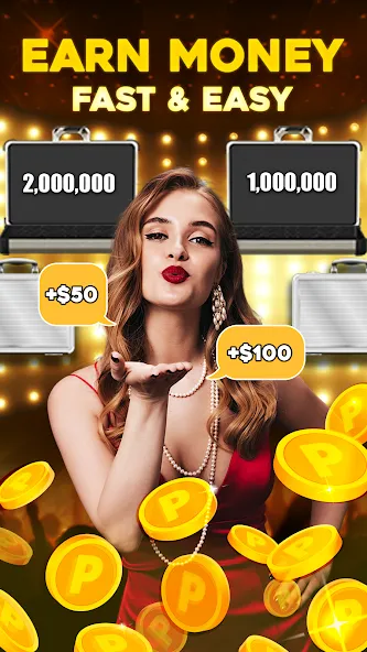 Deal Be Richest: Vegas Coin (Голден Дил Зе Миллион Прайз) МОД/Взлом [Меню, Бесконечные монеты и Открытые уровни] Screenshot 1