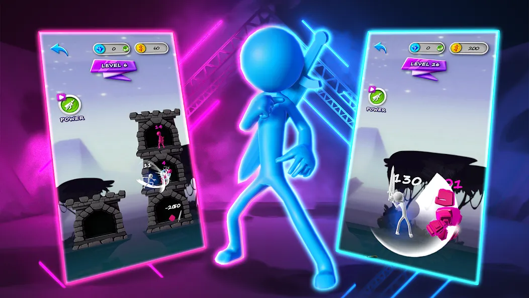 Stickman Tower Defense (Сткмен Башня Захисту) МОД/Взлом [Меню, Бесконечные монеты и Открытые уровни] Screenshot 1