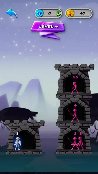 Stickman Tower Defense (Сткмен Башня Захисту) МОД/Взлом [Меню, Бесконечные монеты и Открытые уровни] Screenshot 3