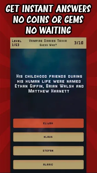 Vampire Diaries Quiz Trivia (Вампирские дневники викторина виктрия) МОД/Взлом [Бесконечные деньги, Монеты и Мега MOD] Screenshot 3