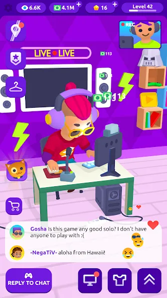 Idle Streamer - Tuber game (Айдл стример) МОД/Взлом [Деньги, Монеты и Меню MOD] Screenshot 5