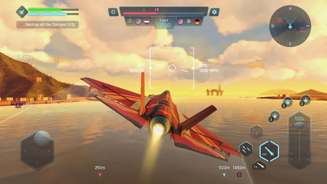 Sky Warriors: Airplane Games (Скай Ворриорс) МОД/Взлом [Меню, Бесконечные монеты и Открытые уровни] Screenshot 2