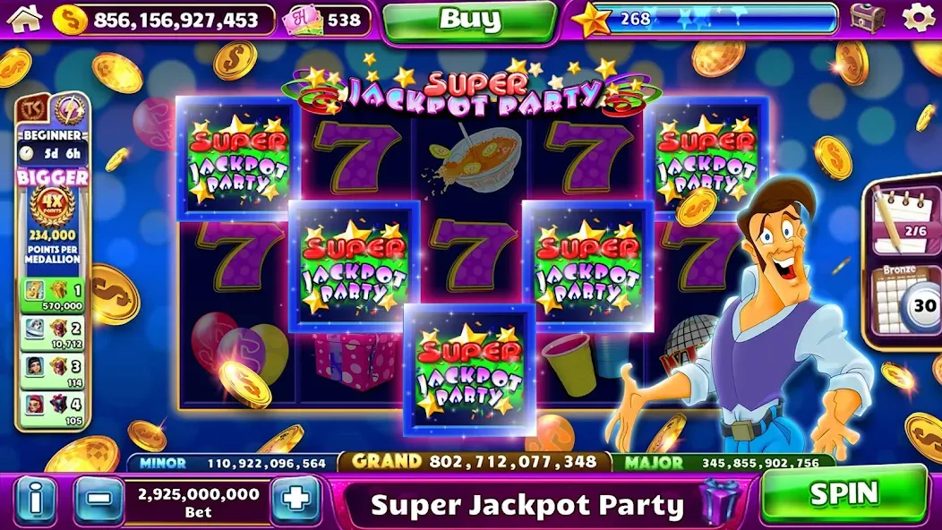 Jackpot Party Casino Slots (Джекпот Пати) МОД/Взлом [Много денег, Монет и Все открыто] Screenshot 4