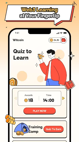 Witcoin: Web3 Play to Learn (Виткоин) МОД/Взлом [Деньги, Монеты и Меню MOD] Screenshot 1