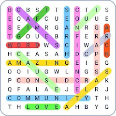 Скачать Взломанная Word Search Colorful на Андроид (Все слова открыты)