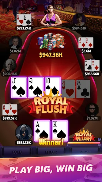Mega Hit Poker: Texas Holdem (Мега Хит Покер) МОД/Взлом [Много монет, Открытые уровни и Мега MOD] Screenshot 2