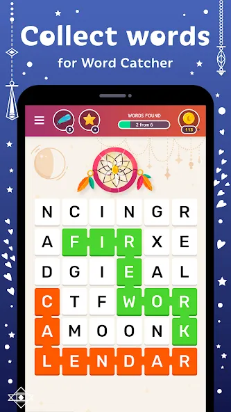 Word Catcher: Word Search МОД/Взлом [Все открыто, Дополнительные деньги и Меню MOD] Screenshot 4