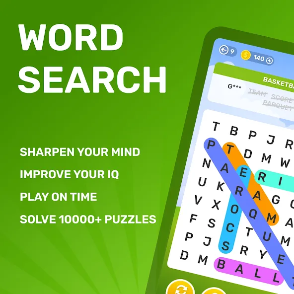 Word Search Puzzle Game МОД/Взлом [Меню, Бесконечные монеты и Открытые уровни] Screenshot 1