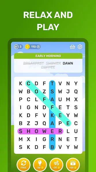 Word Search Puzzle Game МОД/Взлом [Меню, Бесконечные монеты и Открытые уровни] Screenshot 5