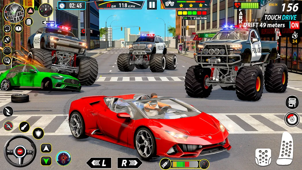 Police Monster Truck Car Games МОД/Взлом [Меню, Бесконечные монеты и Открытые уровни] Screenshot 3