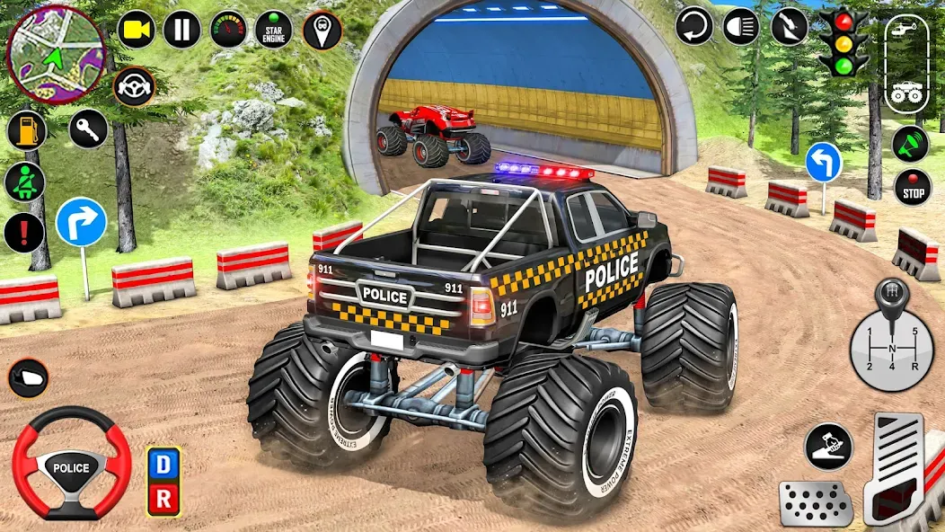 Police Monster Truck Car Games МОД/Взлом [Меню, Бесконечные монеты и Открытые уровни] Screenshot 4