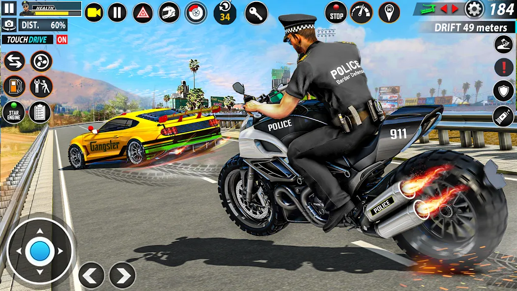 Police Moto Bike Chase Crime (Полицейская мотоциклетная погоня за преступником) МОД/Взлом [Бесконечные деньги, Монеты и Мега MOD] Screenshot 5