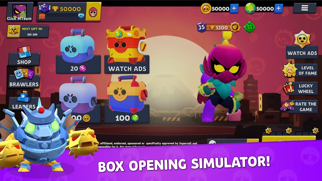 Brawl Box Stars Simulator МОД/Взлом [Бесконечные деньги, Монеты и Мега MOD] Screenshot 1