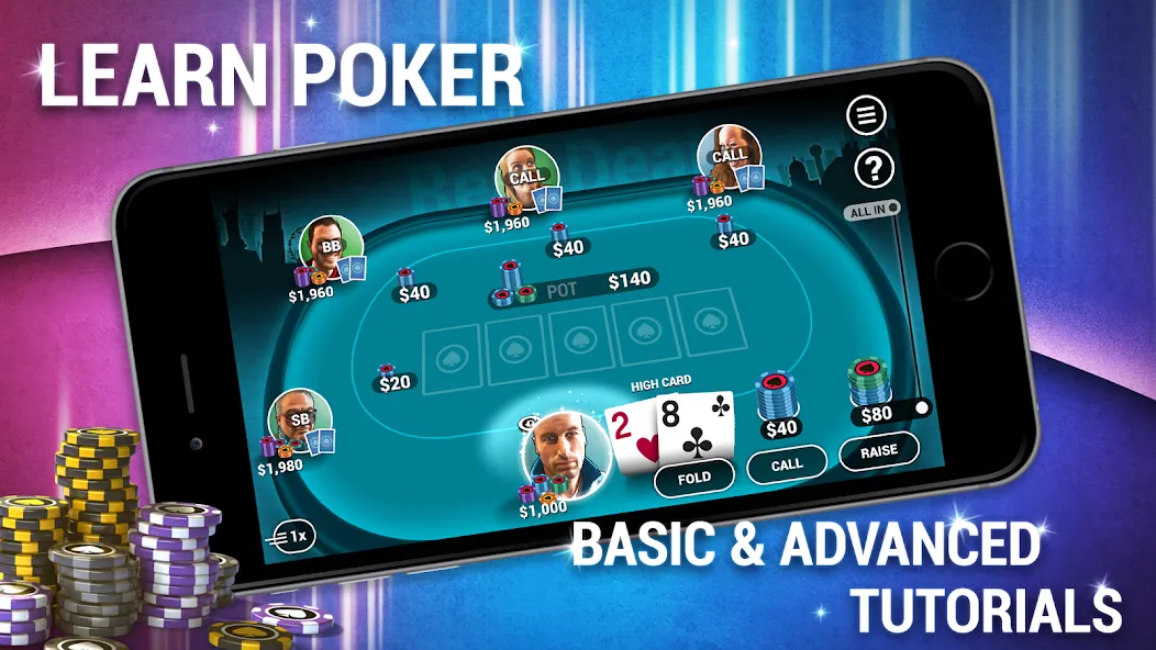 Learn How To Play Texas Poker МОД/Взлом [Деньги, Монеты и Меню MOD] Screenshot 1