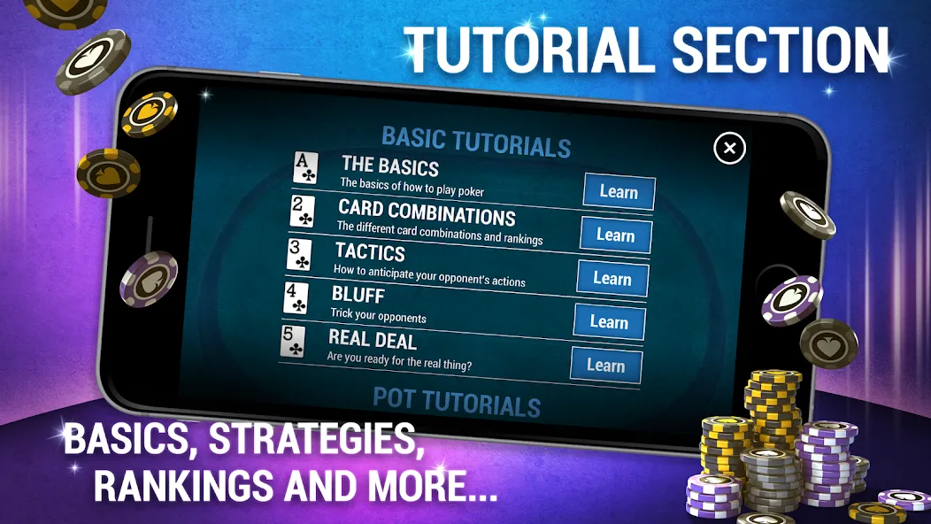 Learn How To Play Texas Poker МОД/Взлом [Деньги, Монеты и Меню MOD] Screenshot 2