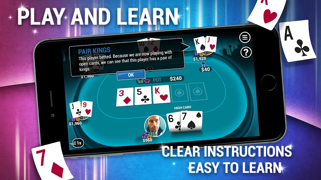 Learn How To Play Texas Poker МОД/Взлом [Деньги, Монеты и Меню MOD] Screenshot 3