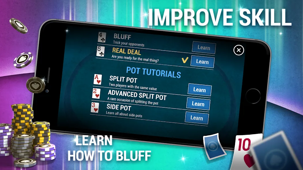 Learn How To Play Texas Poker МОД/Взлом [Деньги, Монеты и Меню MOD] Screenshot 4