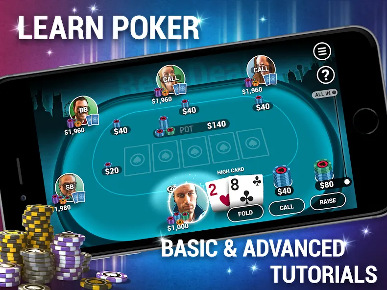 Learn How To Play Texas Poker МОД/Взлом [Деньги, Монеты и Меню MOD] Screenshot 5