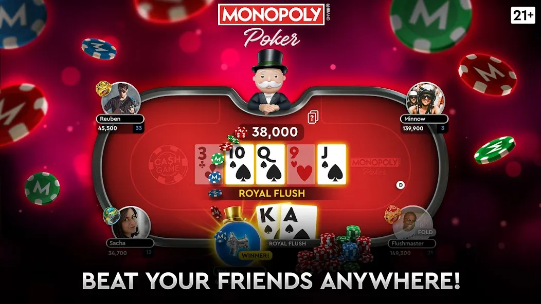 MONOPOLY Poker - Texas Holdem (МОНОПОЛИЯ Покер) МОД/Взлом [Много денег, Монет и Все открыто] Screenshot 3
