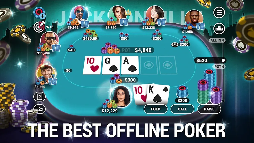 Poker World, Offline TX Holdem (Покер Ворлд) МОД/Взлом [Много денег, Монет и Все открыто] Screenshot 1