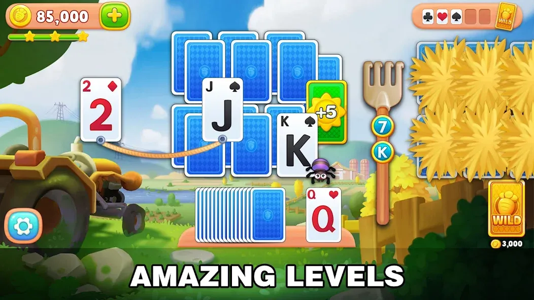 Solitaire Farm: Card Games (Соляр Фарм) МОД/Взлом [Меню, Бесконечные монеты и Открытые уровни] Screenshot 2
