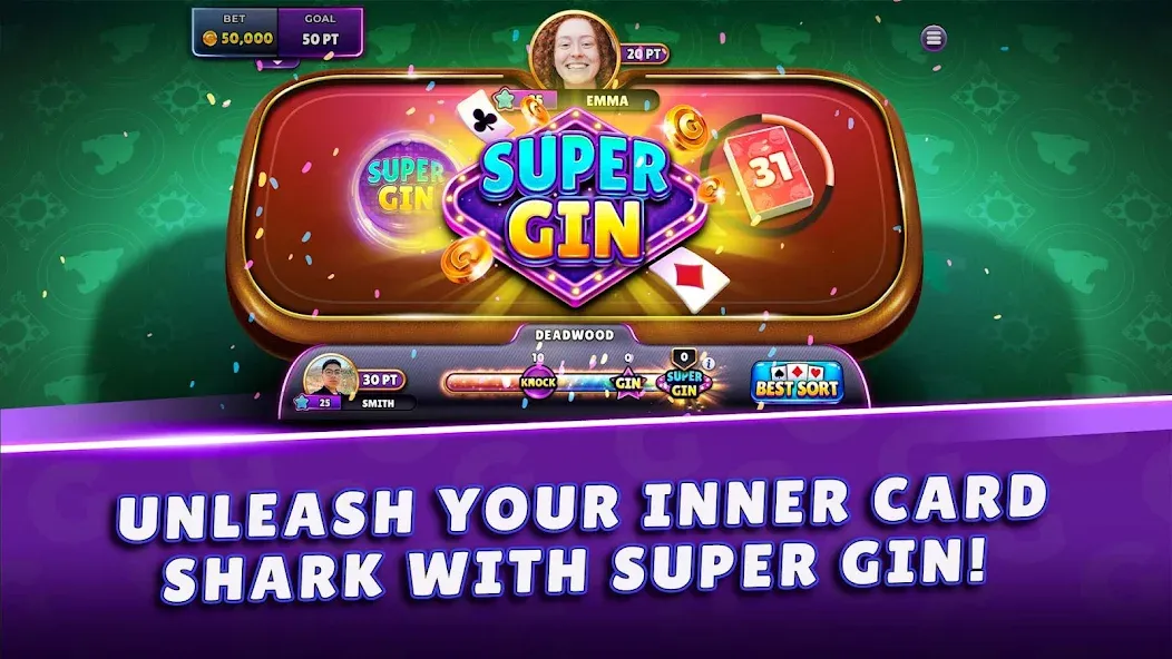 Gin Rummy Super - Card Game (Джин Рамми Супер) МОД/Взлом [Много денег, Монет и Все открыто] Screenshot 1