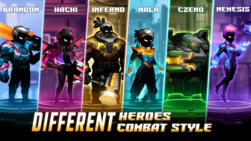 Cyber Fighters: Offline Game (Сайбер Стикмен) МОД/Взлом [Деньги, Монеты и Меню MOD] Screenshot 2