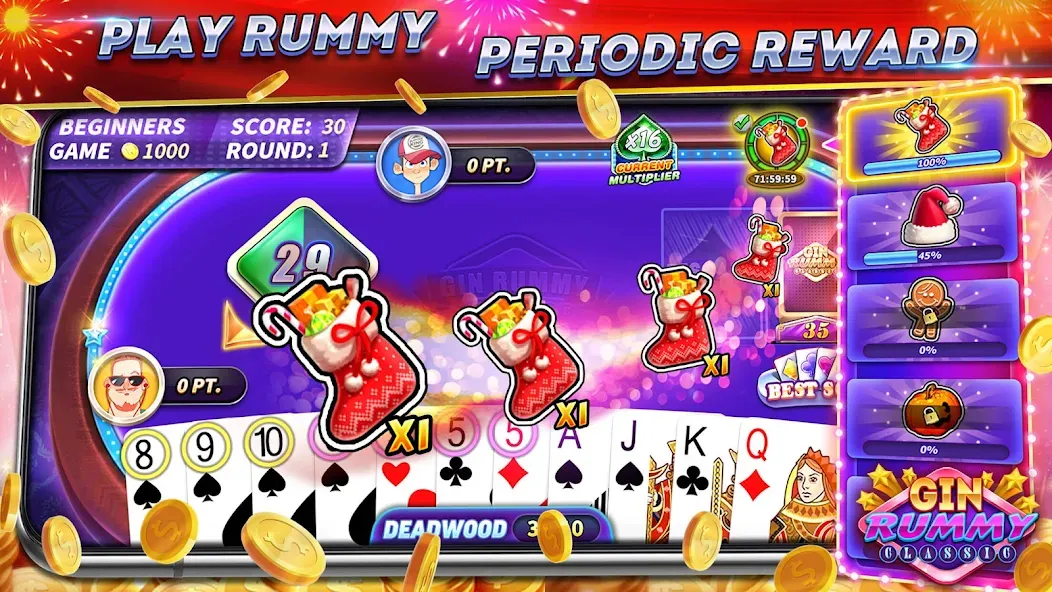 Gin Rummy Online & Offline МОД/Взлом [Деньги, Монеты и Меню MOD] Screenshot 1