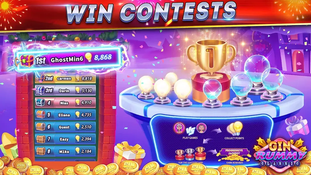 Gin Rummy Online & Offline МОД/Взлом [Деньги, Монеты и Меню MOD] Screenshot 2