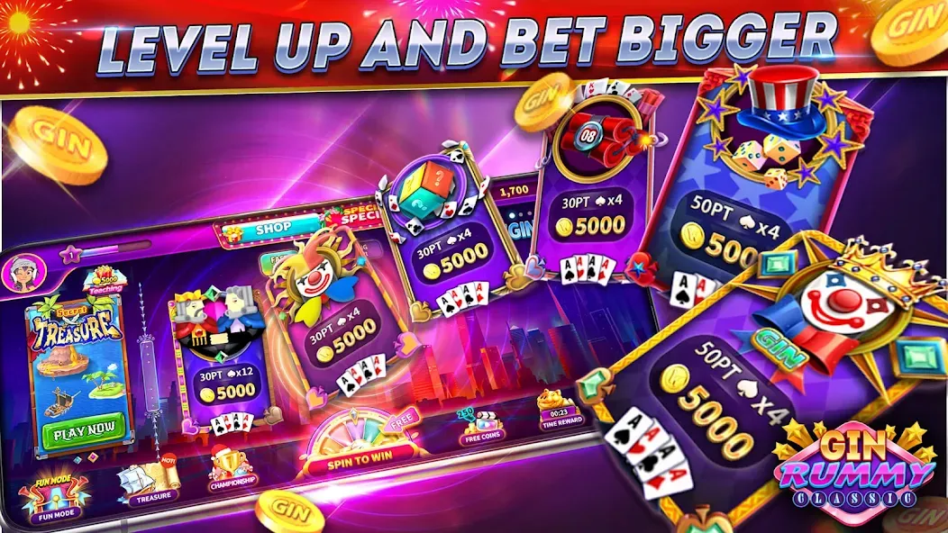 Gin Rummy Online & Offline МОД/Взлом [Деньги, Монеты и Меню MOD] Screenshot 3
