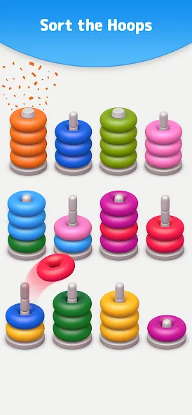 Color Sort 3D — Hoop Stack МОД/Взлом [Все открыто, Дополнительные деньги и Меню MOD] Screenshot 4