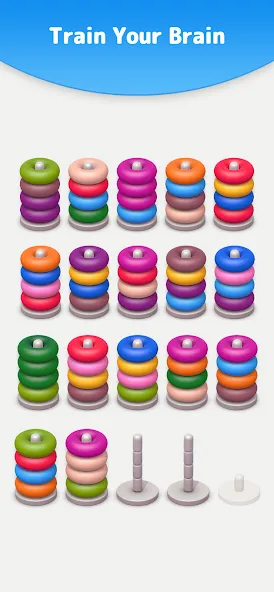 Color Sort 3D — Hoop Stack МОД/Взлом [Все открыто, Дополнительные деньги и Меню MOD] Screenshot 5