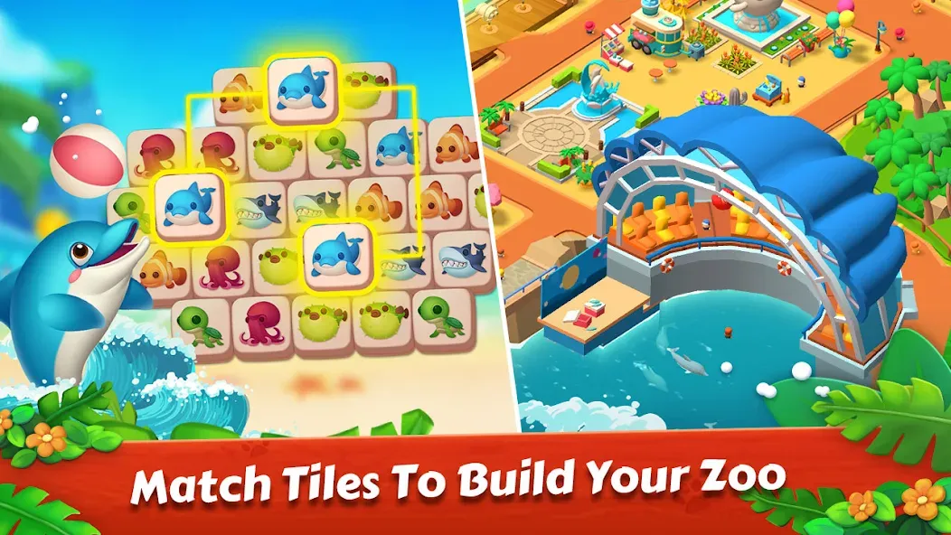 Zoo Tile - Match Puzzle Game (Зу Тайл) МОД/Взлом [Деньги, Монеты и Меню MOD] Screenshot 2
