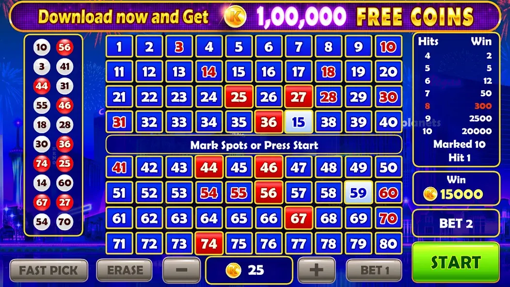 Keno Prime - Super 3X Payout (Кено Приме) МОД/Взлом [Бесконечные деньги, Монеты и Мега MOD] Screenshot 1