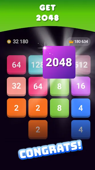 2048: Puzzle Game! Merge Block (Две тысячи сорок восемь) МОД/Взлом [Много монет, Открытые уровни и Мега MOD] Screenshot 2